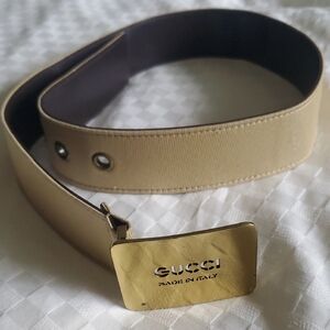 Gucci Rare Vintage Belt With Gold Buckle Cutout Gucci Made In Italy